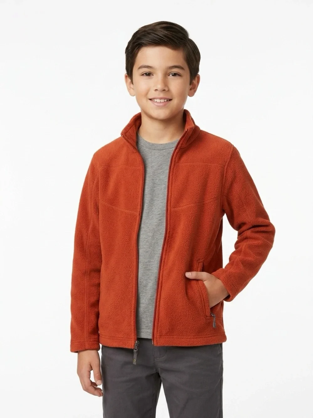 REI Co-op Full Zip Fleece Jacket Mock Neck Rust Orange Size S